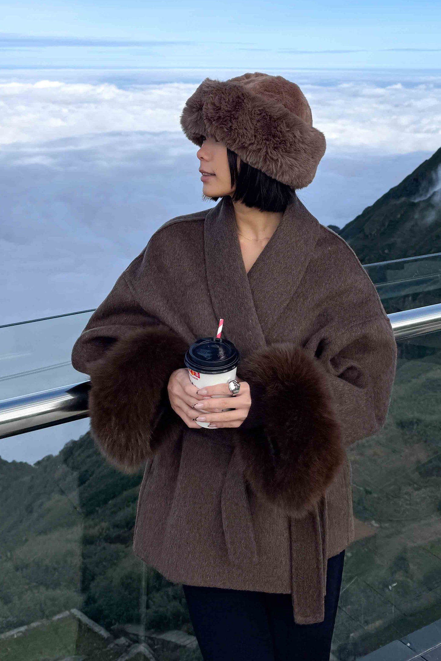 Fur Sleeve Coat