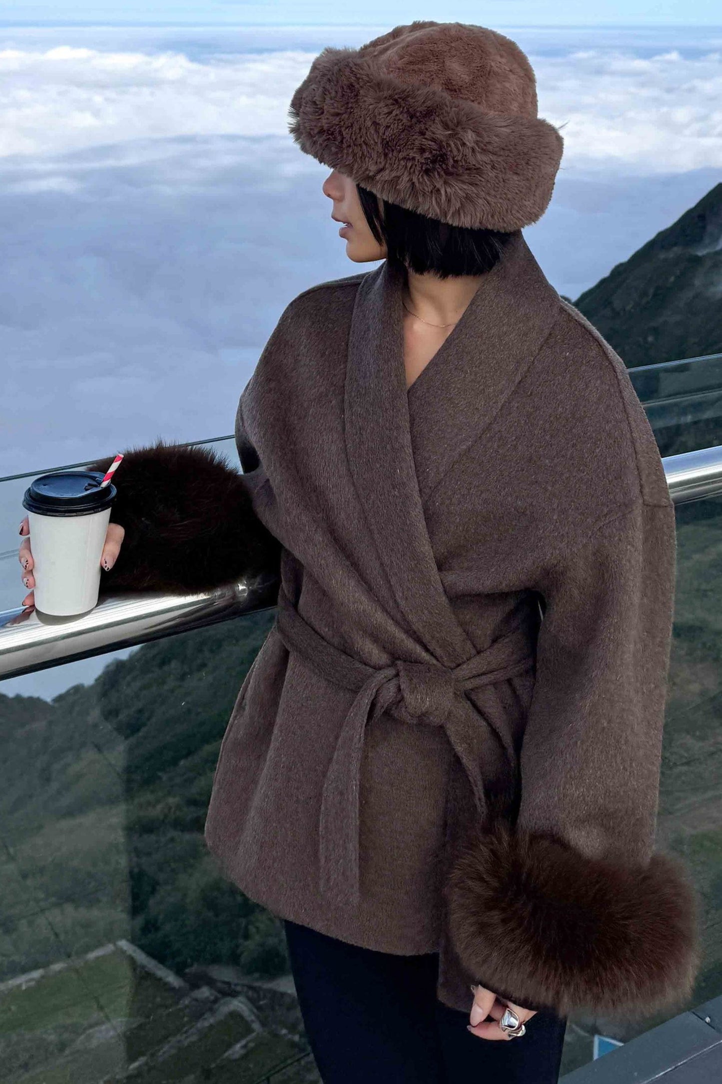 Fur Sleeve Coat