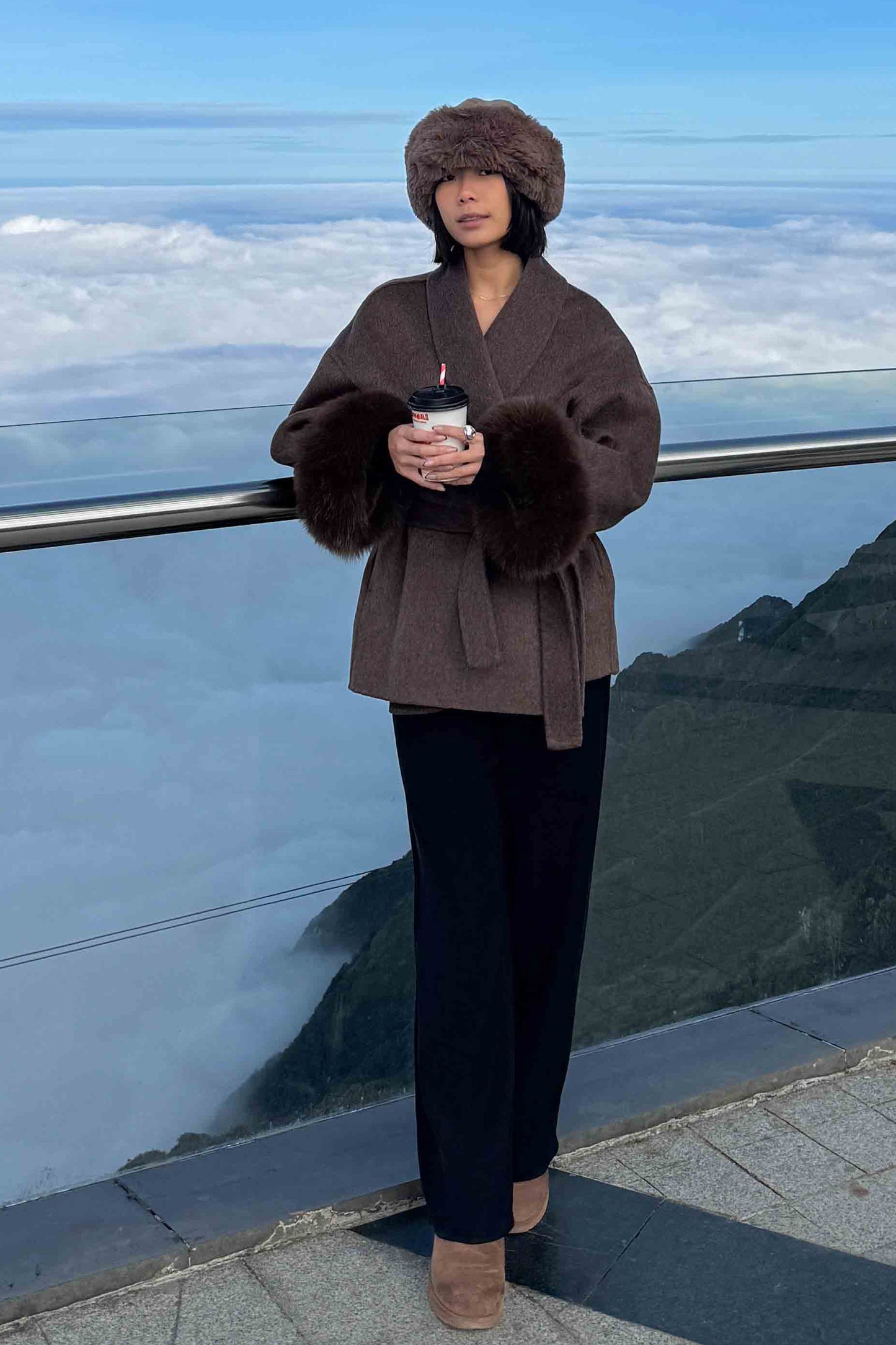 Fur Sleeve Coat