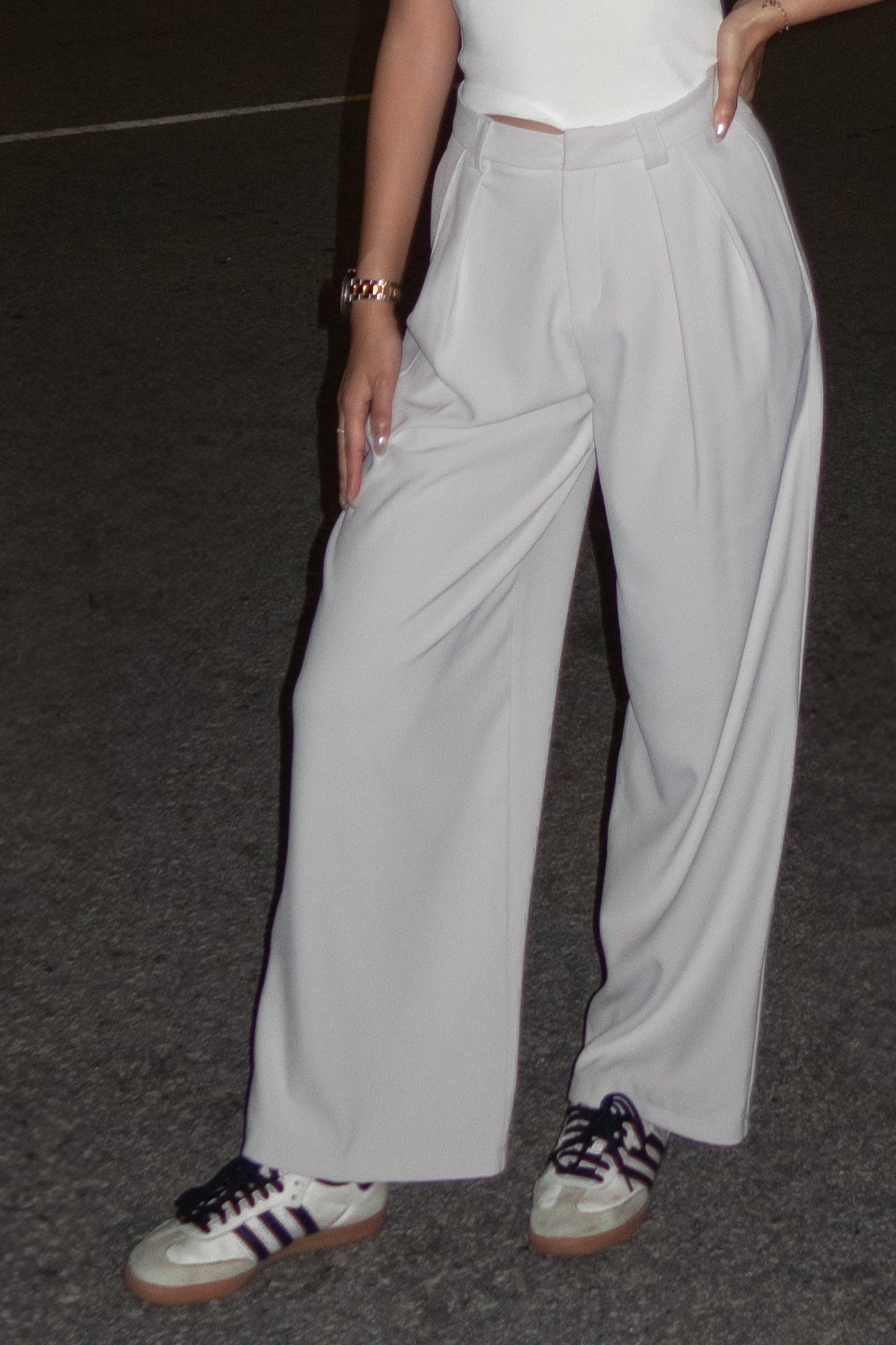 High-Waisted Double Pleated Trousers