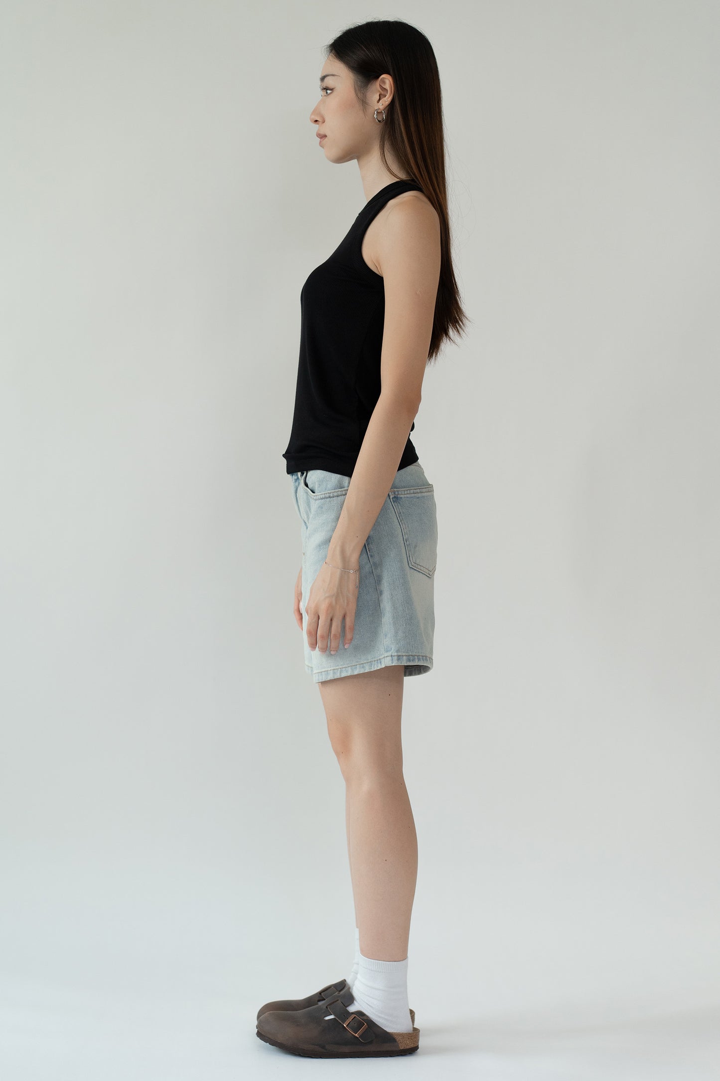 D Structured Denim Bermuda Shorts