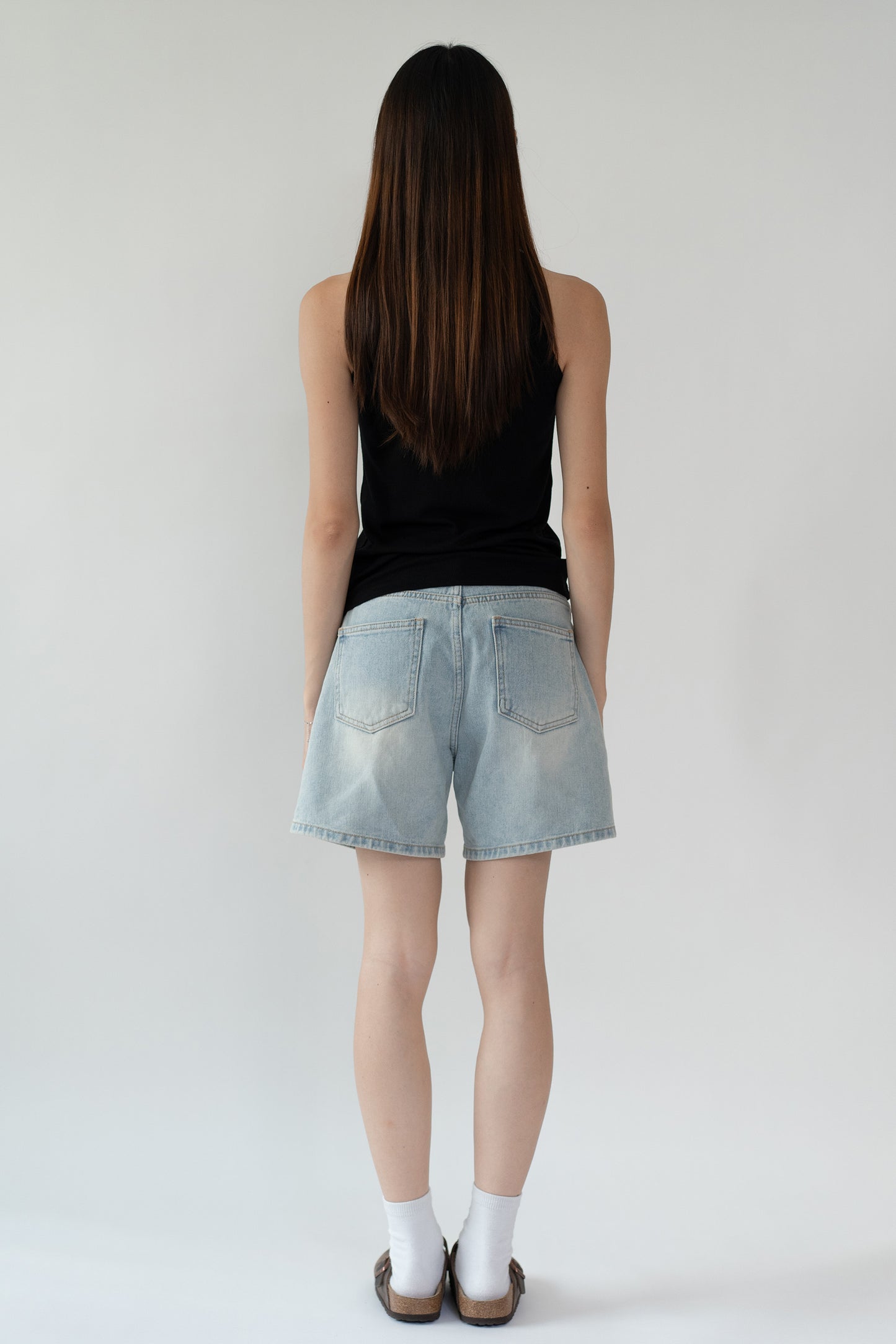 D Structured Denim Bermuda Shorts