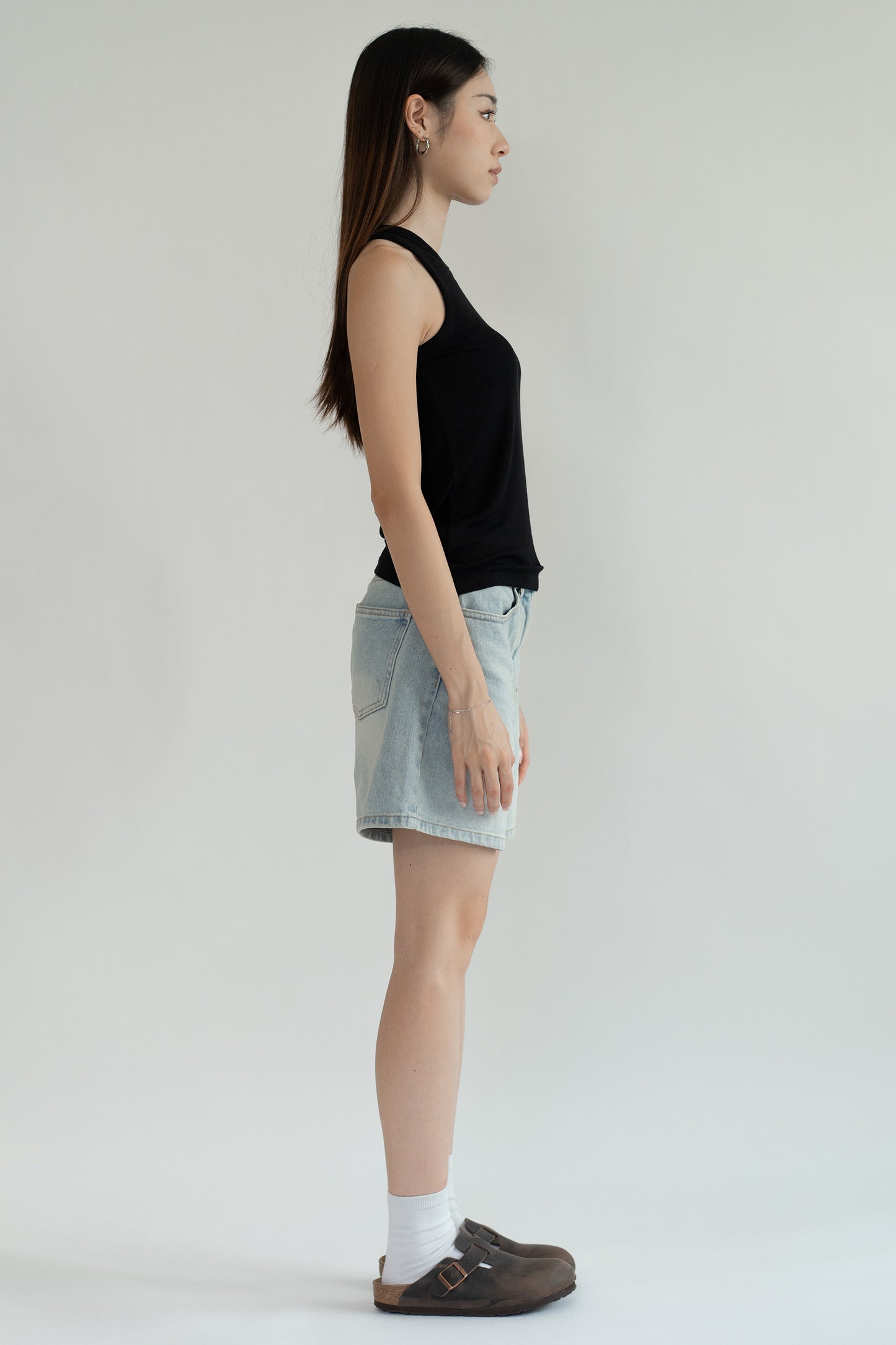 D Structured Denim Bermuda Shorts