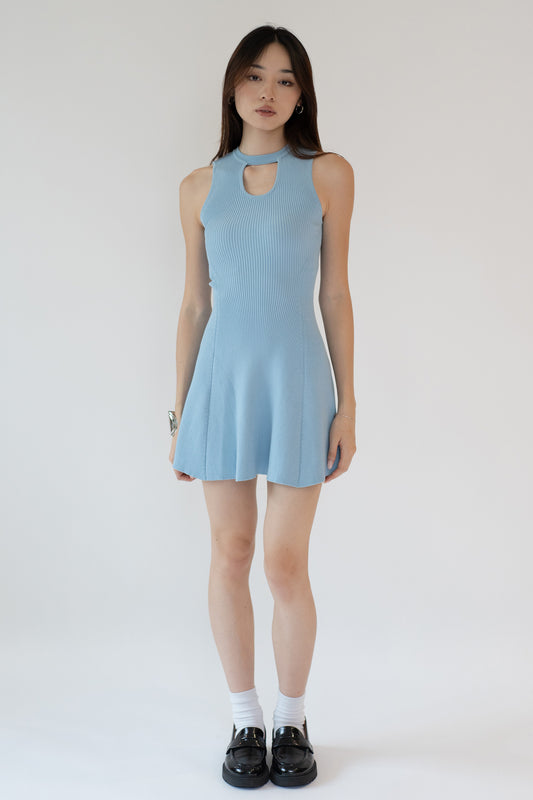 Ribbed Keyhole Mini Dress