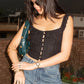 Fluttered Shoulder Button Up Vest