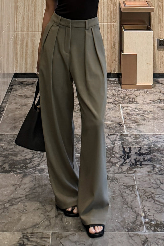 High-Waisted Double Pleated Trousers