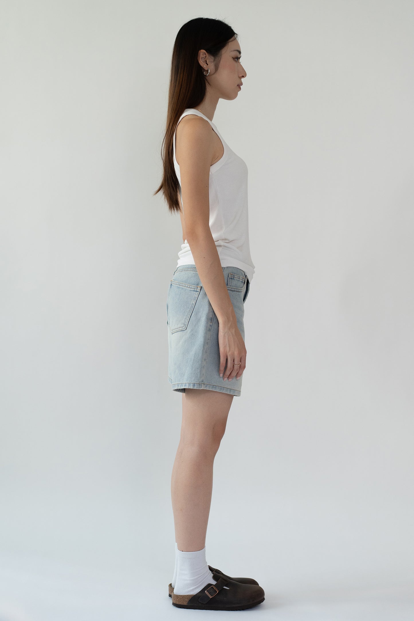 D Structured Denim Bermuda Shorts