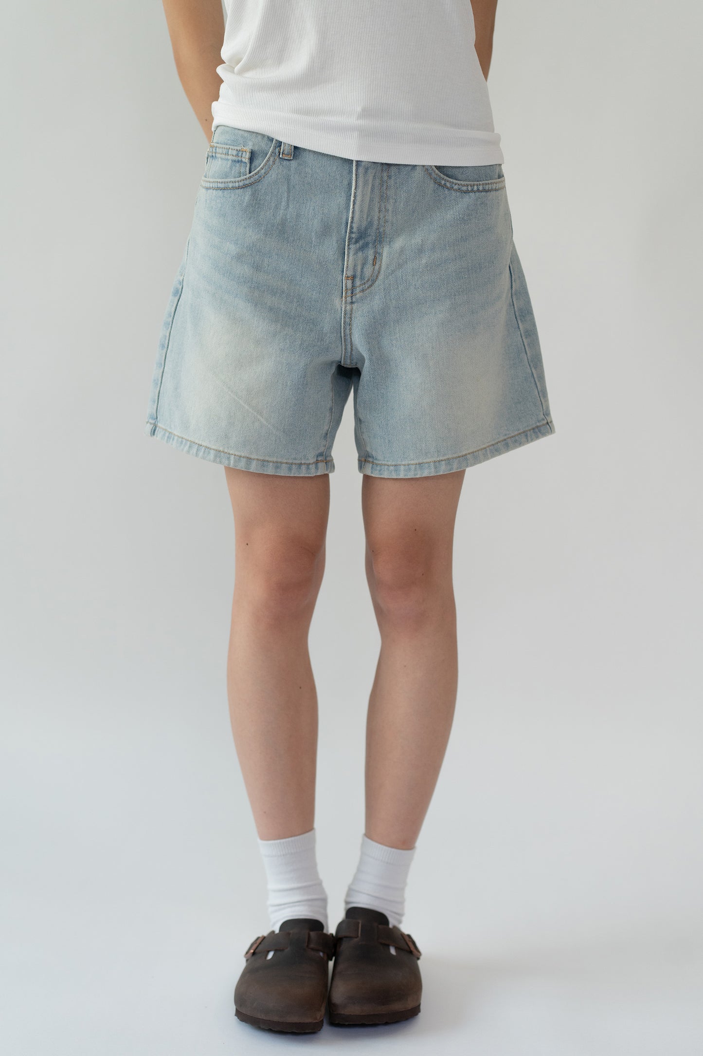 D Structured Denim Bermuda Shorts