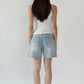 D Structured Denim Bermuda Shorts