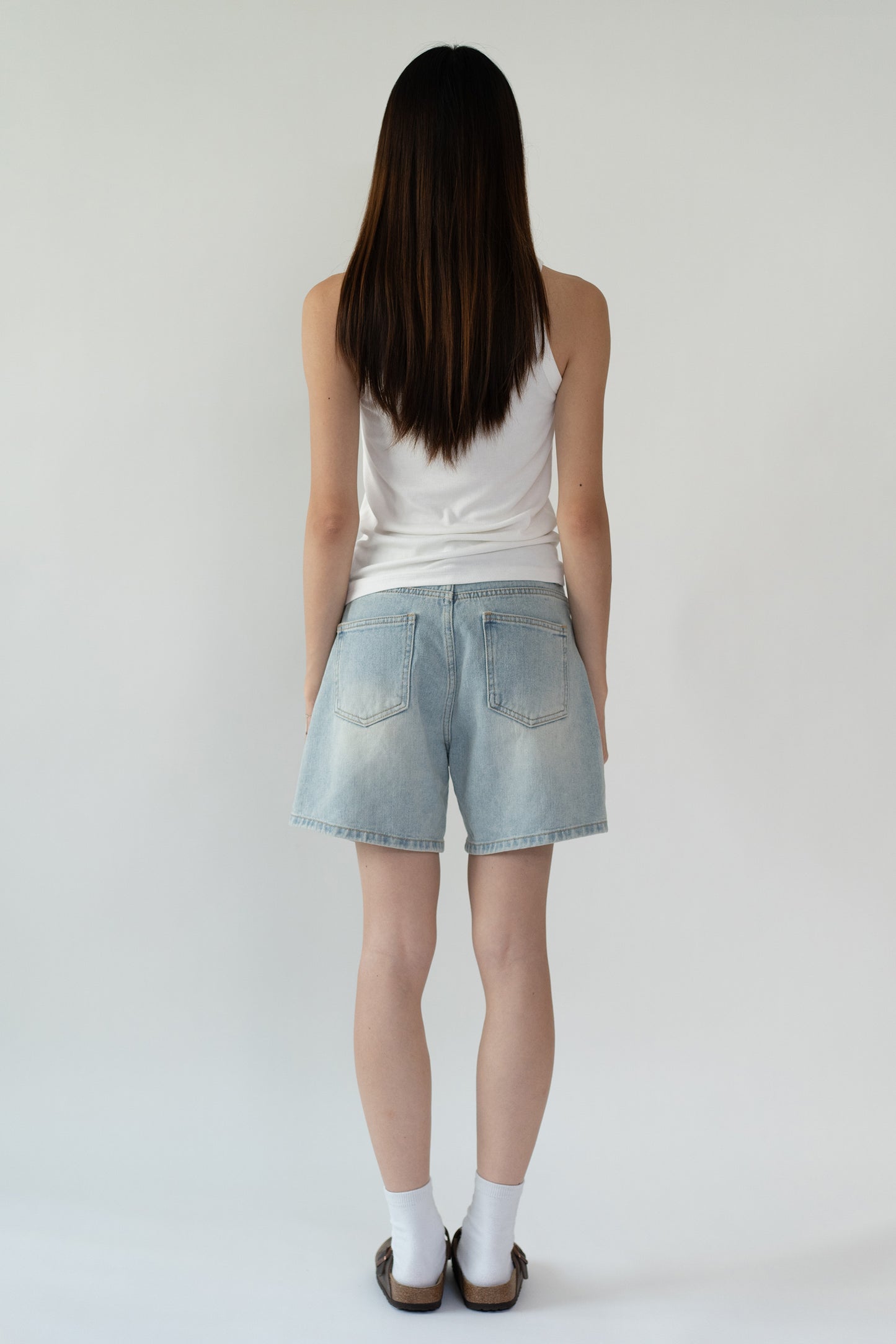 D Structured Denim Bermuda Shorts