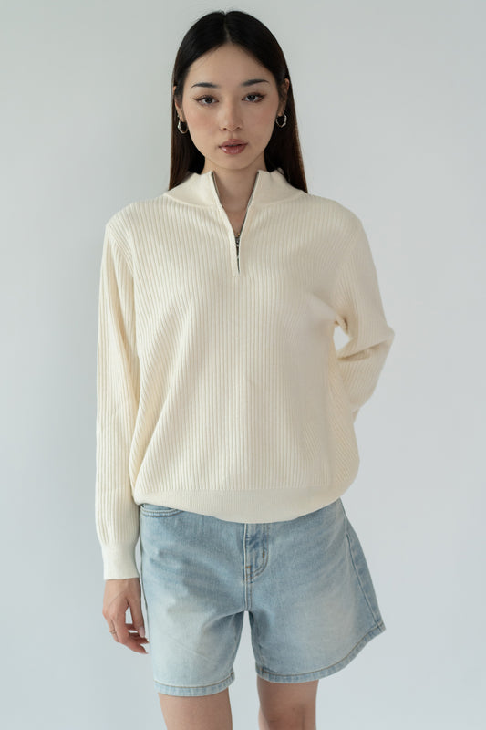 Ribbed Collared Sweater