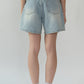 D Structured Denim Bermuda Shorts