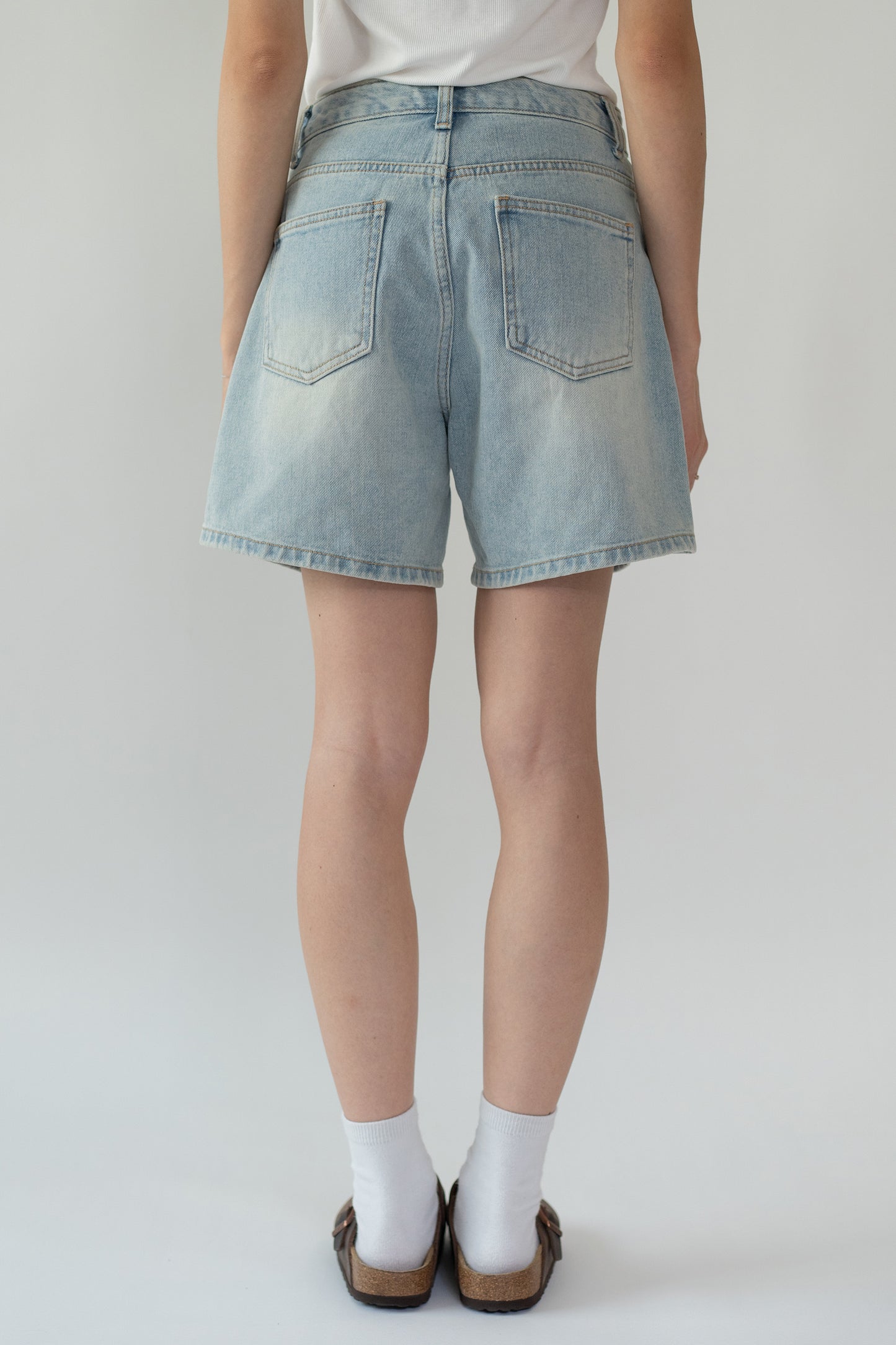 D Structured Denim Bermuda Shorts