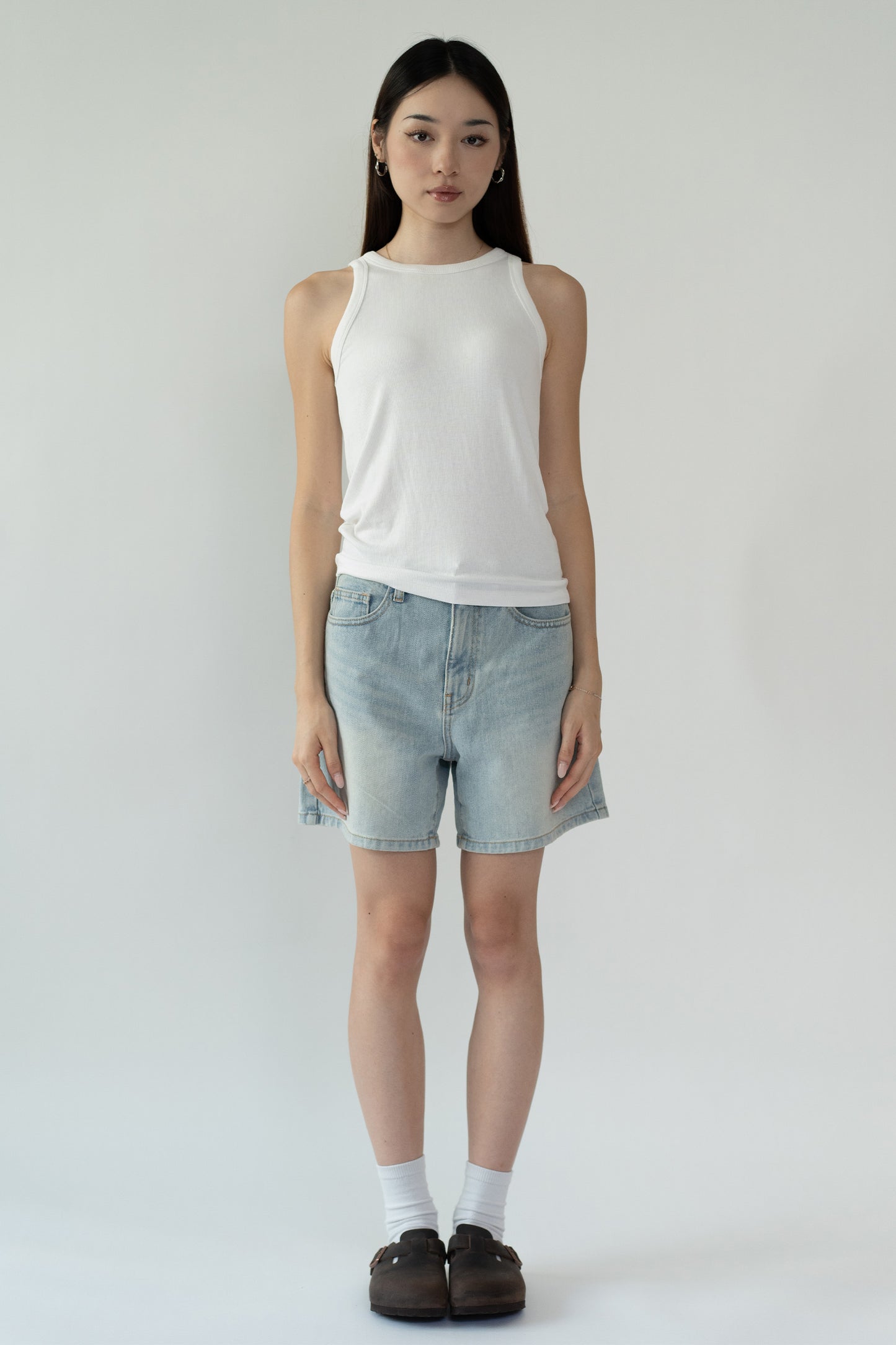 D Structured Denim Bermuda Shorts